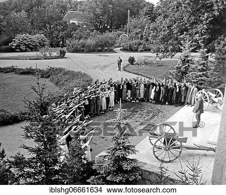 Paul von Hindenburg inspecting school groups, historical photograph, c. 1932, Neudeck Estate, Germany, now Poland, Europe View Large Photo Image Picture - Paul von Hindenburg inspecting school groups, historical photograph, c. 1932, Neudeck Estate, Germany, now Poland, Europe. Fotosearch