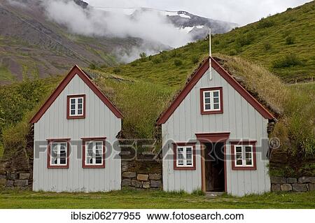 Peat farm Laufás, Museum, Iceland, Europe View Large Photo Image Stock Photography - Peat farm Laufás, Museum, Iceland, Europe. Fotosearch