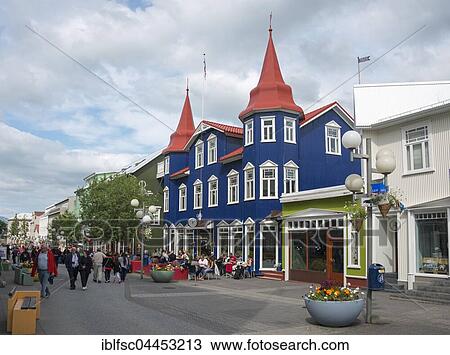Pedestrian area, Akureyri, Iceland, Europe View Large Photo Image Stock Image - Pedestrian area, Akureyri, Iceland, Europe. Fotosearch