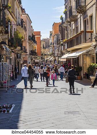 Pedestrian zone, Corso Umberto, historic centre, Taormina, Sicily, Italy, Europe View Large Photo Image Stock Photography - Pedestrian zone, Corso Umberto, historic centre, Taormina, Sicily, Italy, Europe. Fotosearch
