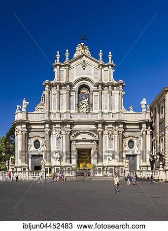 Piazza del Duomo, Cattedrale di Sant'Agata, Catania Cathedral, architect Girolamo Palazzotto, Catania, Sicily, Italy, Europe View Large Photo Image Stock Image - Piazza del Duomo, Cattedrale di Sant'Agata, Catania Cathedral, architect Girolamo Palazzotto, Catania, Sicily, Italy, Europe. Fotosearch