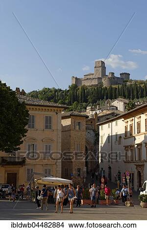 Piazza Santa Chiara, with fortress Rocca Maggiore, Assisi, Umbria, Italy, Europe View Large Photo Image Picture - Piazza Santa Chiara, with fortress Rocca Maggiore, Assisi, Umbria, Italy, Europe. Fotosearch