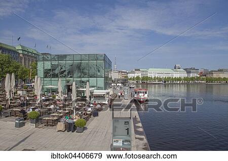 Pier at Jungfernstieg, Alster, Neustadt, Hamburg, Germany, Europe View Large Photo Image Stock Photo - Pier at Jungfernstieg, Alster, Neustadt, Hamburg, Germany, Europe. Fotosearch