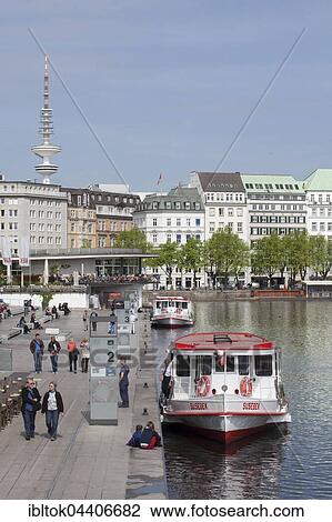 Pier at Jungfernstieg, Hamburg, Germany, Europe View Large Photo Image Stock Image - Pier at Jungfernstieg, Hamburg, Germany, Europe. Fotosearch