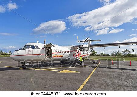Plane on tarmac, Air Tahiti, Moorea Airport, Moorea, South Pacific, French Polynesia, Oceania View Large Photo Image Stock Image - Plane on tarmac, Air Tahiti, Moorea Airport, Moorea, South Pacific, French Polynesia, Oceania. Fotosearch