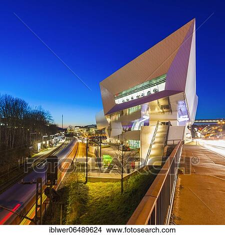 Picture - Porsche Museum, S-Bahn, public transport, Stuttgart-Zuffenhausen, Stuttgart, Baden-Württemberg, Germany, Europe. Fotosearch