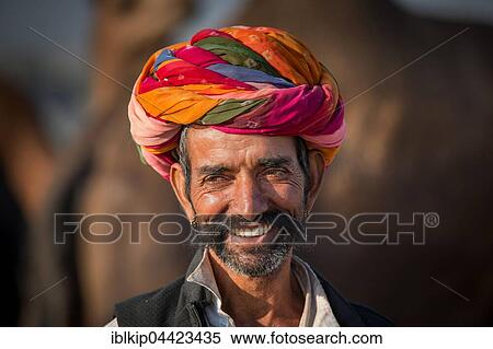 Portrait of Rajasthani man with turban, Pushkar, Rajasthan, India, Asia View Large Photo Image Stock Photography - Portrait of Rajasthani man with turban, Pushkar, Rajasthan, India, Asia. Fotosearch