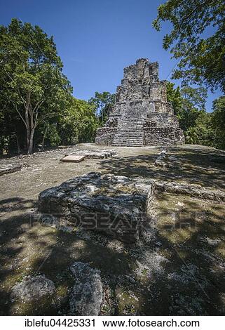 Stock Image - Principal pyramid, Muyil, ancient Mayan site, Quintana Roo, Yucatan, Mexico, Central America. Fotosearch