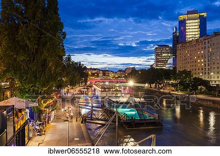 Pubs, restaurants and bathing ship on the Danube bank, nightlife, Vienna, Austria, Europe View Large Photo Image Stock Photo - Pubs, restaurants and bathing ship on the Danube bank, nightlife, Vienna, Austria, Europe. Fotosearch