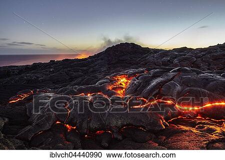 Pu'u'Ō'ō Volcano, eruption, glowing hot lava flows, Hawai'i Volcanoes National Park, Hawaii, USA, North America View Large Photo Image Stock Image - Pu'u'Ō'ō Volcano, eruption, glowing hot lava flows, Hawai'i Volcanoes National Park, Hawaii, USA, North America. Fotosearch
