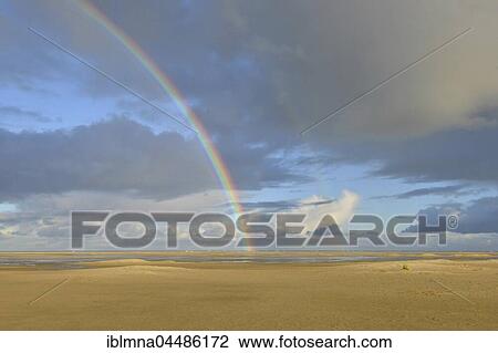 Rainbow over sandy beach, Borkum, East Frisian Island, East Frisia, Lower Saxony, Germany, Europe View Large Photo Image Stock Image - Rainbow over sandy beach, Borkum, East Frisian Island, East Frisia, Lower Saxony, Germany, Europe. Fotosearch