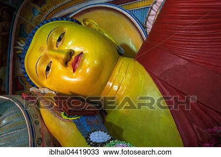 Stock Image - Reclining Buddha, Jetavanaramaya, stupa, Sacred City of Anuradhapura, North Central Province, Sri Lanka, Asia. Fotosearch