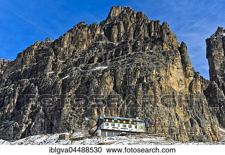 Refuge Rifugio Auronzo, Three Peaks of Lavaredo, Sexten Dolomites, South Tyrol Province, Italy, Europe View Large Photo Image Stock Image - Refuge Rifugio Auronzo, Three Peaks of Lavaredo, Sexten Dolomites, South Tyrol Province, Italy, Europe. Fotosearch