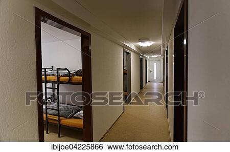 Stock Photograph - Refugee shelter, Plieningen, Stuttgart, Baden-Württemberg, Germany, Europe. Fotosearch