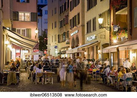 Restaurants and pubs in Niederdorfstrasse, Hirschenplatz, Villabassa, Old Town, Zurich, Canton of Zurich, Switzerland, Europe View Large Photo Image Stock Photo - Restaurants and pubs in Niederdorfstrasse, Hirschenplatz, Villabassa, Old Town, Zurich, Canton of Zurich, Switzerland, Europe. Fotosearch