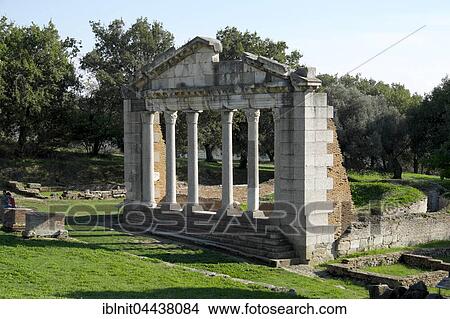 Picture - Restored monument of Agonothetes, bouleuterion, ruins of Apollonia, Fier County, Albania, Europe. Fotosearch