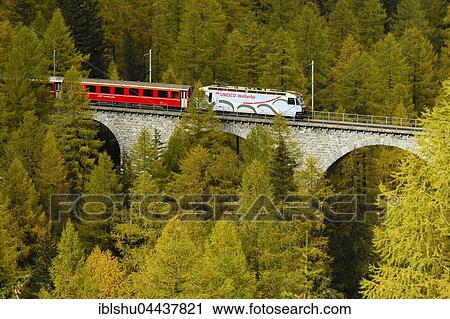 Rhaetian Railway, Albula Viaduct II, Bergün, Graubünden Canton, Switzerland, Europe View Large Photo Image Stock Image - Rhaetian Railway, Albula Viaduct II, Bergün, Graubünden Canton, Switzerland, Europe. Fotosearch