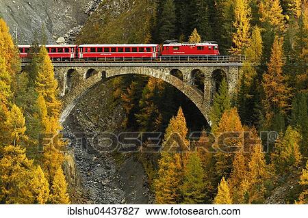 Rhaetian Railway, Val-Mela Viaduct, Graubünden Canton, Switzerland, Europe View Large Photo Image Stock Photo - Rhaetian Railway, Val-Mela Viaduct, Graubünden Canton, Switzerland, Europe. Fotosearch