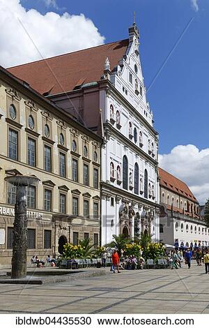 Stock Image - Richard Strauss Fountain, old Academy, St. Michael's Church, Neuhauser Strasse, Munich, Upper Bavaria, Bavaria, Germany, Europe. Fotosearch