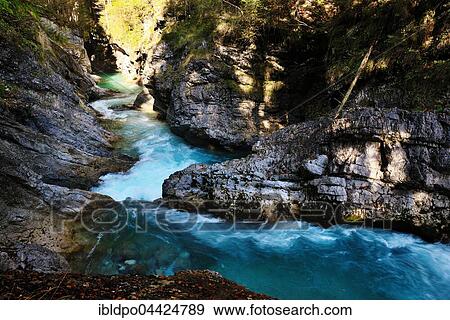 Stock Photo - Rissbach torrent, Karwendel Mountains, autumn, near Hinterriss, Tyrol, Austria, Europe. Fotosearch