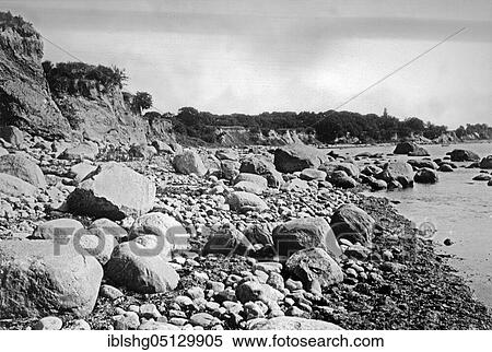 Stock Photography - Rock on the southeast coast of Rügen, historical photo, ca. 1920, Rügen, Pomerania, Germany, Europe. Fotosearch