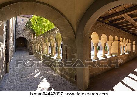 Stock Photo - Romanesque cloister of Evangelical Church, Feuchtwangen, Middle Franconia, Franconia, Bavaria, Germany, Europe. Fotosearch