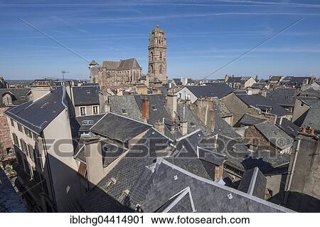 Roofs of the town and Notre-Dame Cathedral, Rodez, Aveyron, Languedoc-Roussillon-Midi-Pyrénées, France, Europe View Large Photo Image Stock Image - Roofs of the town and Notre-Dame Cathedral, Rodez, Aveyron, Languedoc-Roussillon-Midi-Pyrénées, France, Europe. Fotosearch