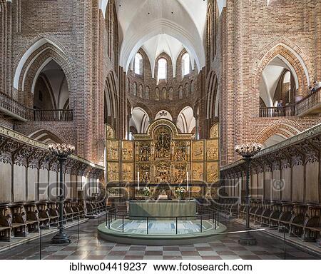 Stock Photo - Roskilde Cathedral, brick Gothic, main altar of 1560, winged altar, Antwerp altarpiece, Roskilde, Zealand Region, Denmark, Europe. Fotosearch