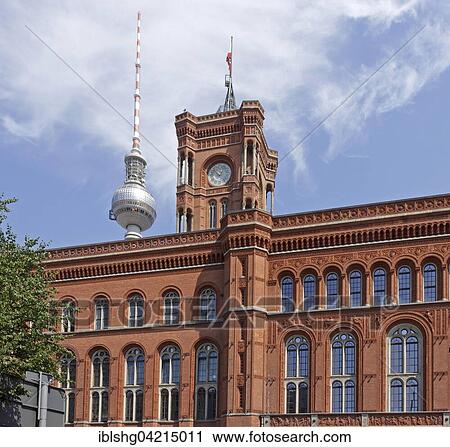 Rotes Rathaus, Fernsehturm, Berlin, Germany, Europe View Large Photo Image Stock Image - Rotes Rathaus, Fernsehturm, Berlin, Germany, Europe. Fotosearch