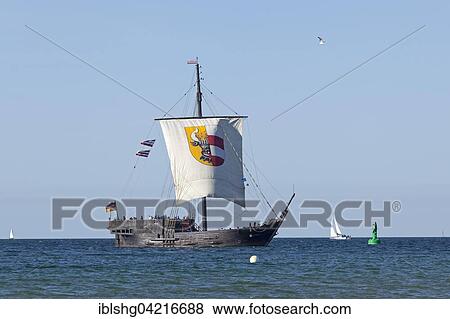 Stock Photo - Sailboat, cog, Hanse Sail, Rostock, Mecklenburg-Western Pomerania, Germany, Europe. Fotosearch