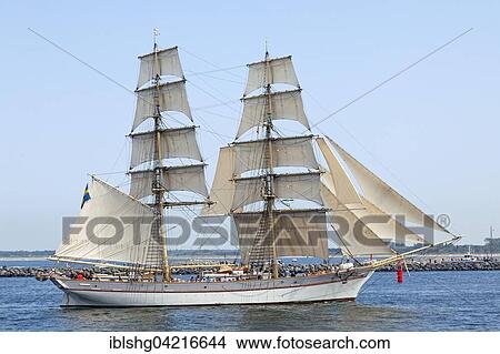 Picture - Sailing boat, brig, Hanse Sail, Rostock, Mecklenburg-Western Pomerania, Germany, Europe. Fotosearch