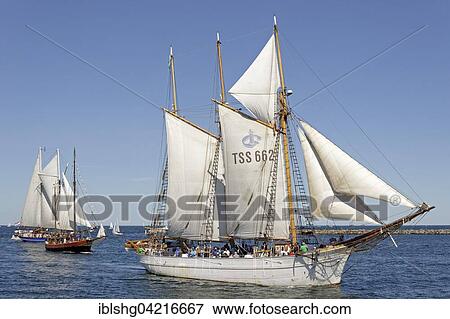 Stock Photo - Sailing boats, Hanse Sail, Rostock, Mecklenburg-Western Pomerania, Germany, Europe. Fotosearch