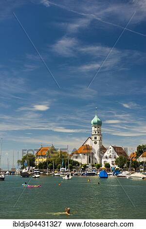 Saint George Church, moated castle, UNESCO World Heritage Site, Lake Constance, Bavaria, Germany, Europe View Large Photo Image Stock Photo - Saint George Church, moated castle, UNESCO World Heritage Site, Lake Constance, Bavaria, Germany, Europe. Fotosearch