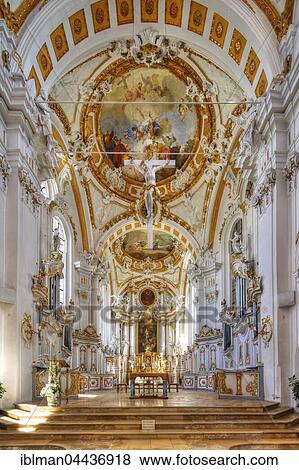 Stock Photo - Sanctuary, Abey Churc of St. Peter and Paul, Elchingen Monastery, Oberelchingen, Elchingen, Swabia, Bavaria, Germany, Europe. Fotosearch