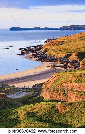 Stock Image - Sandy beach beach coast, Sutherland, Scotland, United Kingdom, Europe. Fotosearch