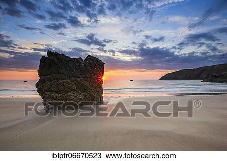 Stock Image - Sandy beach beach on the coast, Scotland, Great Britain. Fotosearch