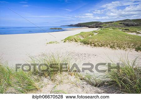 Sandy beach beach on the north coast, Scotland, Great Britain View Large Photo Image Stock Photo - Sandy beach beach on the north coast, Scotland, Great Britain. Fotosearch
