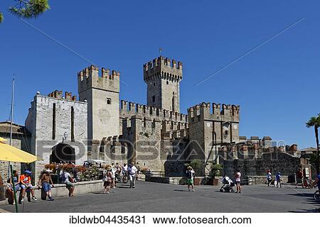 Stock Image - Scaliger Castle, Sirmione, Lake Garda, Lombardy, Italy, Europe. Fotosearch