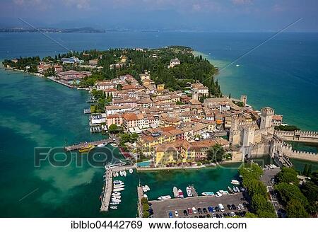 Scaliger Castle, Sirmione, peninsula, Lake Garda, Lombardy, Italy, Europe View Large Photo Image Stock Photo - Scaliger Castle, Sirmione, peninsula, Lake Garda, Lombardy, Italy, Europe. Fotosearch