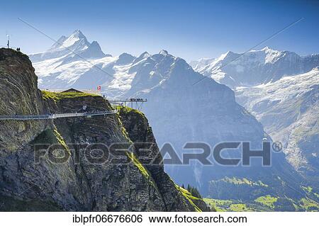 Stock Photograph - Schreckhorn, 4078 m, First Cliff Walk, Switzerland, Europe. Fotosearch
