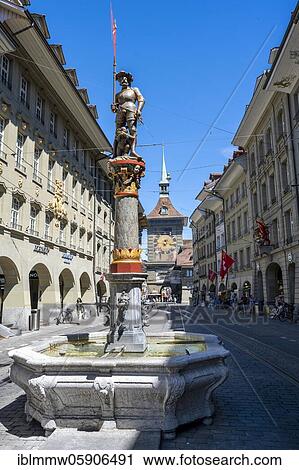 Schützenbrunnen, Bern old town with clock tower Zytglogge, inner city, Bern, canton Bern, Switzerland, Europe View Large Photo Image Stock Image - Schützenbrunnen, Bern old town with clock tower Zytglogge, inner city, Bern, canton Bern, Switzerland, Europe. Fotosearch