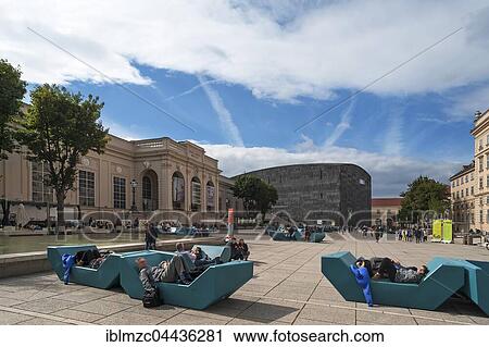 Seats in courtyard, Museumsquartier, Tanzquartier, Museum of Modern Art Ludwig Foundation, Vienna, Austria, Europe View Large Photo Image Stock Image - Seats in courtyard, Museumsquartier, Tanzquartier, Museum of Modern Art Ludwig Foundation, Vienna, Austria, Europe. Fotosearch