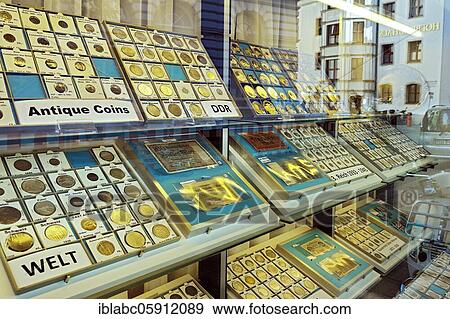 Showcase with different coin collections, numismatics shop, Bavaria, Germany, Europe View Large Photo Image Stock Photo - Showcase with different coin collections, numismatics shop, Bavaria, Germany, Europe. Fotosearch