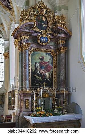 Side altar with portrait of Saint George, Wilparting Pilgrimage Church, St. Marinus and Anian, Irschenberg, Upper Bavaria, Germany, Europe View Large Photo Image Stock Image - Side altar with portrait of Saint George, Wilparting Pilgrimage Church, St. Marinus and Anian, Irschenberg, Upper Bavaria, Germany, Europe. Fotosearch
