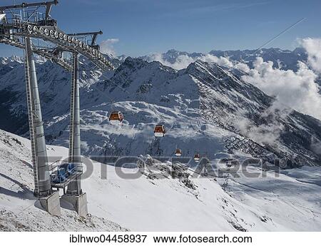 Stock Photo - Silvretta Montafon ski area, Hochalpila cable car, Sankt Gallenkirch, Montafon, Vorarlberg, Austria, Europe. Fotosearch