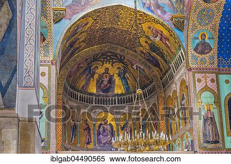 Stock Photography - Sioni Cathedral, Interior frescoes representing Biblical scenes, Tbilisi, Georgia, Asia. Fotosearch