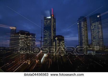 Skyline, Financial District, night scene, zoomed, Frankfurt, Hesse, Germany, Europe View Large Photo Image Stock Image - Skyline, Financial District, night scene, zoomed, Frankfurt, Hesse, Germany, Europe. Fotosearch