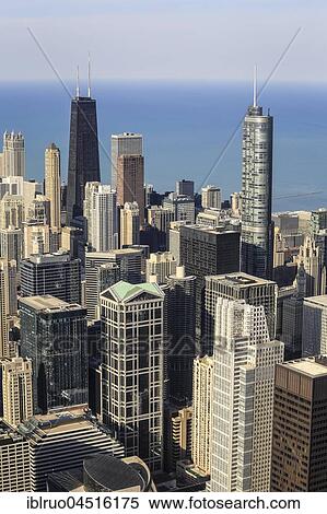Skyline in front of John Hancock Center, Lake Michigan, view from the Skydeck, Willis Tower, formerly Sears Tower, Chicago, Illinois, USA, North America View Large Photo Image Stock Photography - Skyline in front of John Hancock Center, Lake Michigan, view from the Skydeck, Willis Tower, formerly Sears Tower, Chicago, Illinois, USA, North America. Fotosearch