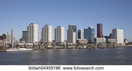 Skyline with skyscrapers at Boompjeskai, Nieuwe Maas River, Rotterdam, Holland, Netherlands View Large Photo Image Stock Photograph - Skyline with skyscrapers at Boompjeskai, Nieuwe Maas River, Rotterdam, Holland, Netherlands. Fotosearch