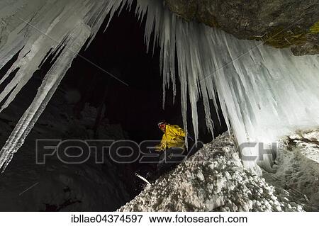 Snowboader in ice cave, Pontresina, Graubünden Canton, Switzerland, Europe View Large Photo Image Stock Photo - Snowboader in ice cave, Pontresina, Graubünden Canton, Switzerland, Europe. Fotosearch